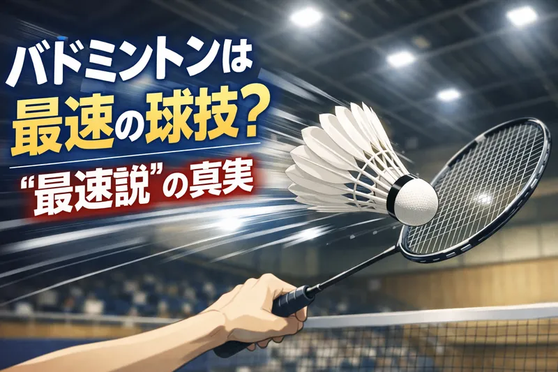 バドミントンスマッシュの速度減衰と軌道を示す物理教材イラスト