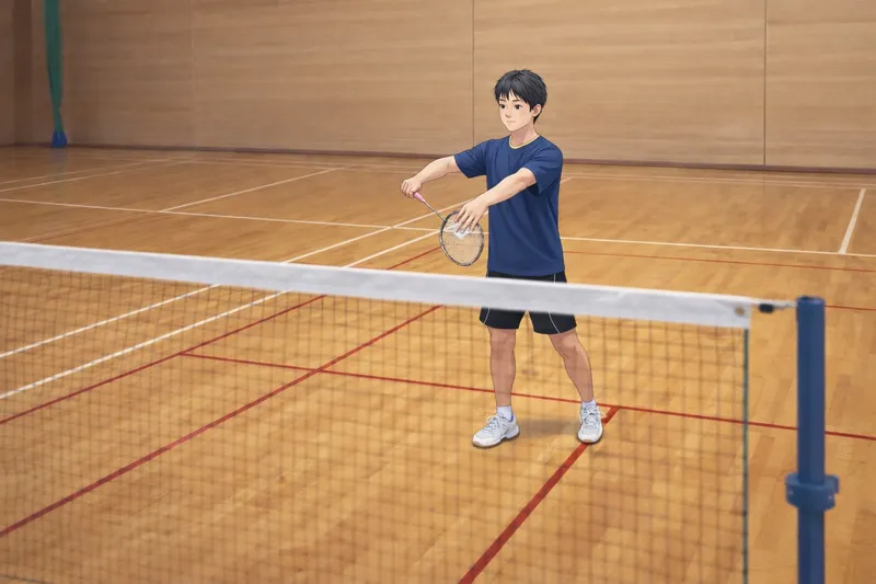 バドミントンのサーブ判定タイミング｜中学生が打つ直前の瞬間