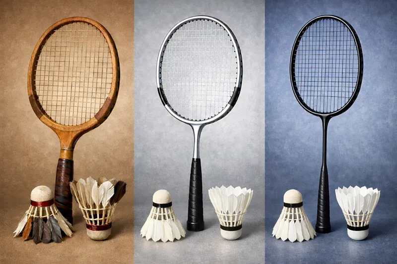バドミントン用具の進化の図｜ラケット素材の変化比較