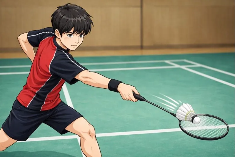 ネットすれすれを通るヘアピンショットを打つ男性プレイヤー