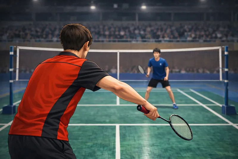 バドミントンのサーブ高さ115cmルール理解を示す俯瞰図