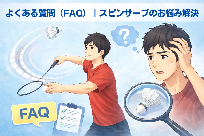 バドミントンスピンサーブの疑問と回転の仕組み解説図