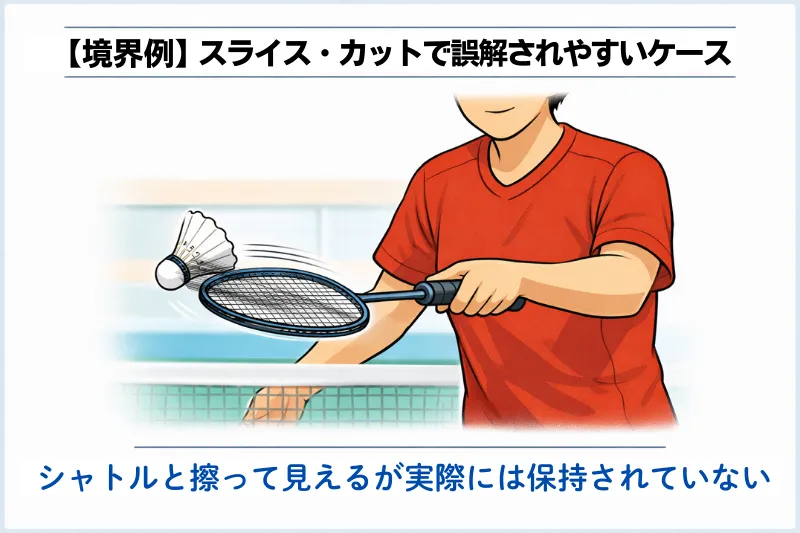 境界例｜スライス・カットは擦って見えても保持がなければホールディングではない図解