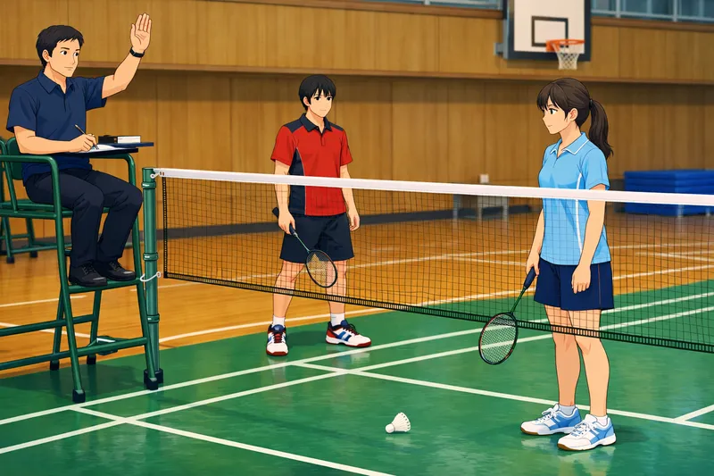 バドミントンのレットまとめ｜審判がレットを宣告する試合シーン