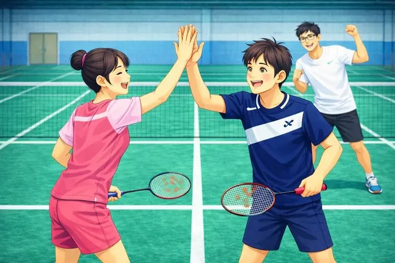 親子でバドミントンに取り組む様子｜ジュニア選手の息子と小学生の娘を見守るバドサポ管理人