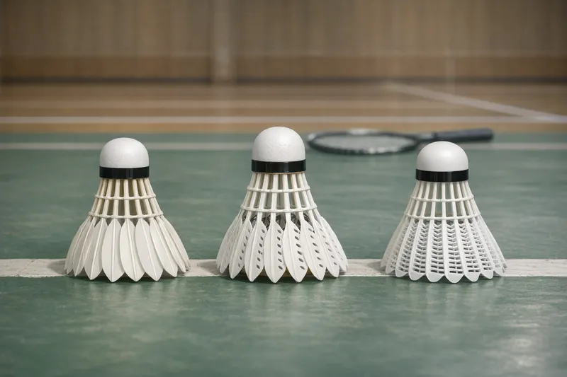 バドミントン人工シャトル比較イメージ｜天然羽根・合成・ナイロン球の違い